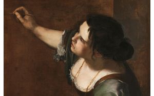 Painting of a woman in the act of painting.