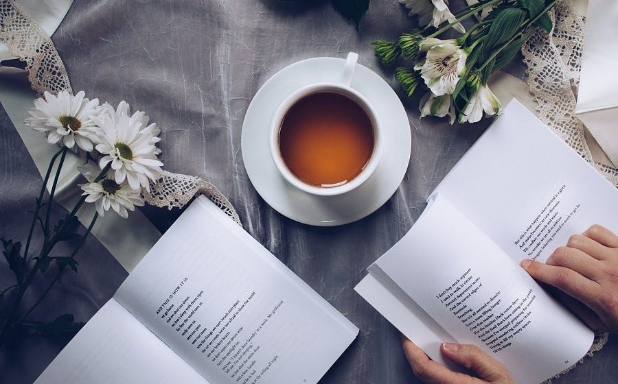 Student reading poetry